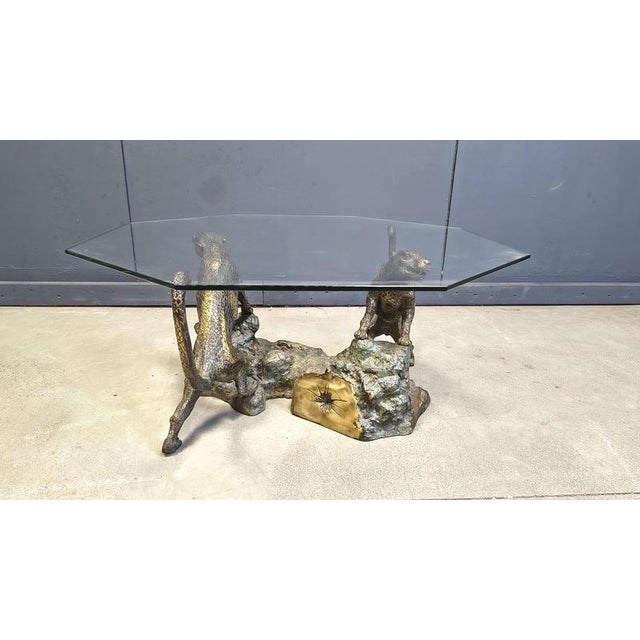 Bronze and Glass Leopard Coffee Table, 1970s For Sale - Image 9 of 12