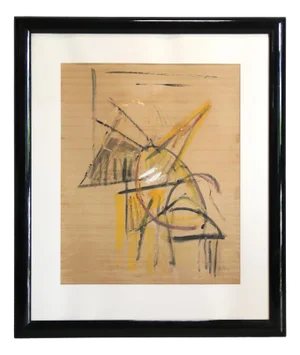 Willem Hussem, Abstract Composition, 1954, Watercolor & Gouache on Paper, Framed