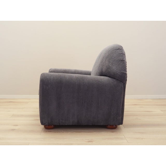 Italian Grey Velour Armchair, 1980s For Sale - Image 4 of 14