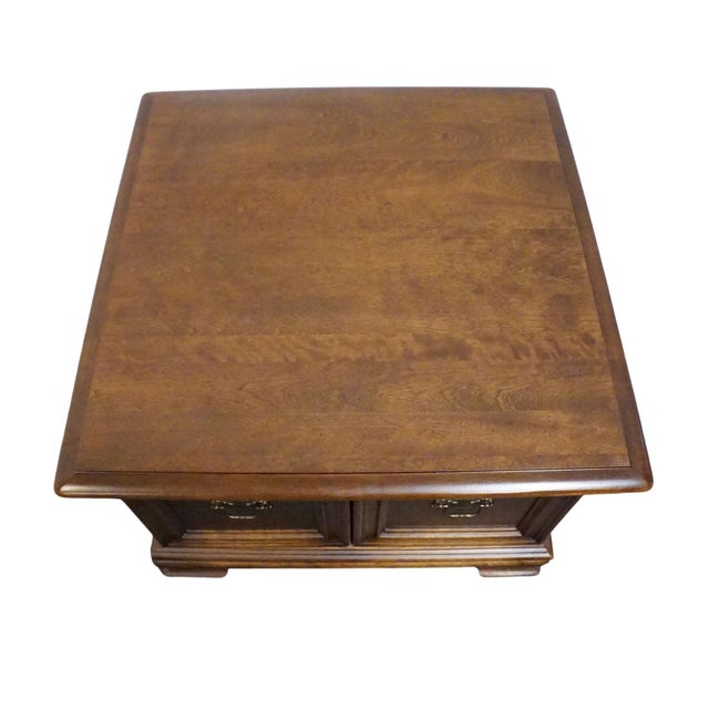 Wood Ethan Allen Heirloom Nutmeg Maple 27" Square Accent Storage End Table 10-8653 For Sale - Image 7 of 12