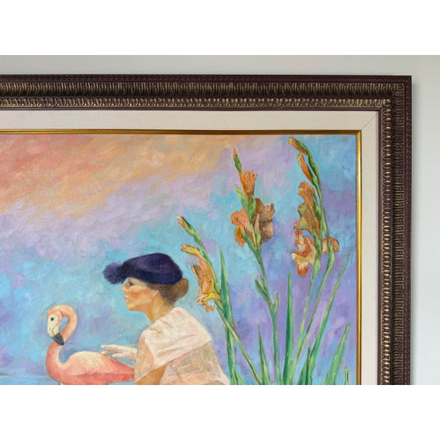 Wood 1980s Carver Figurative Tropical Landscape Oil on Canvas Painting, Framed For Sale - Image 7 of 12