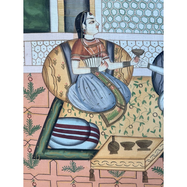 1970s Large-Scale Indian Royal Court Painting on Fabric For Sale - Image 5 of 14