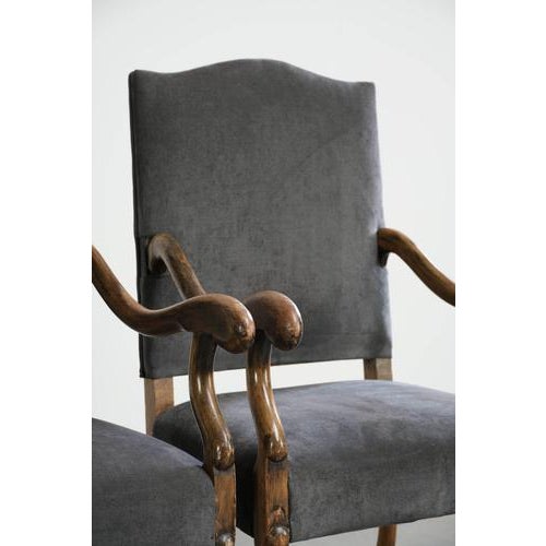 Late 19th Century Dining Chairs with Fabric Seats and Armrests with Wood Carvings, Set of 14 For Sale - Image 13 of 17