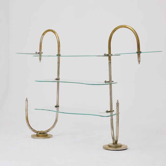 1930s Vintage Art Nouveau Metal and Glass Patisserie Display Shelf, 1930s For Sale - Image 5 of 18