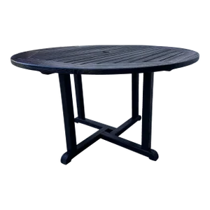 Kingsley Bate Black Satin Teak Wood 50" Round Dining Table