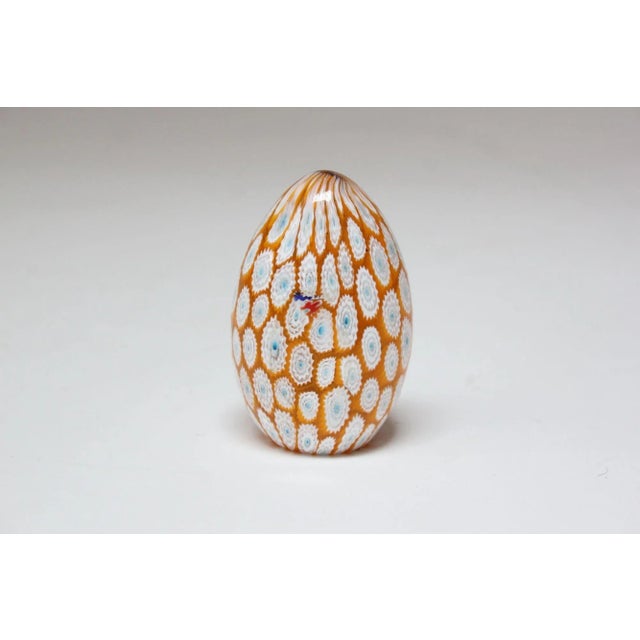 Italian Vintage Italian Modernist Murano Millefiori Mosaic Glass Egg Paperweight Sculpture For Sale - Image 3 of 10