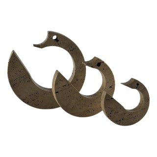Vintage Travertine Zoomorphic Serpent Sculptures by Fratelli Mannelli, 1970s, Set of 3 For Sale