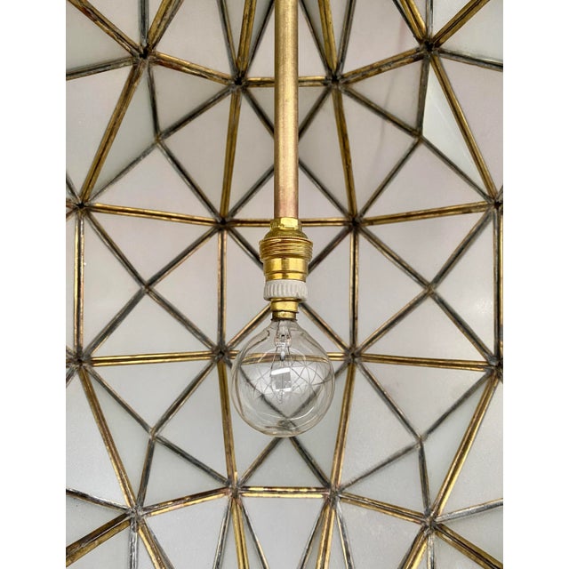Art Deco White Chandeliers, Pendant or Lanterns in Dome Shape, a Pair For Sale - Image 12 of 12