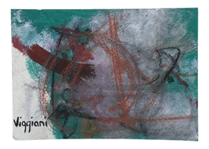 Late 20th Century Charcoal Abstract Drawing Signed Viggiani