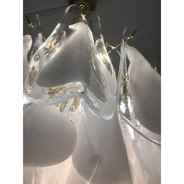 Italian White Murano Glass Sputnik Metal Frame Chandelier For Sale - Image 9 of 13