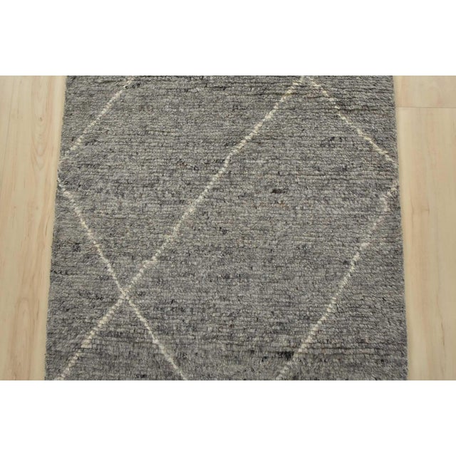 2020s Moroccan Runner 2’7” X 10’3” Gray Wool Contemporary Hand-Knotted Rug For Sale - Image 5 of 12