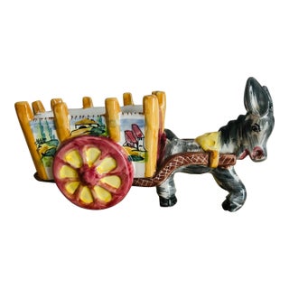 Vintage Large Donkey Pulling Cart Planter Made in Italy For Sale