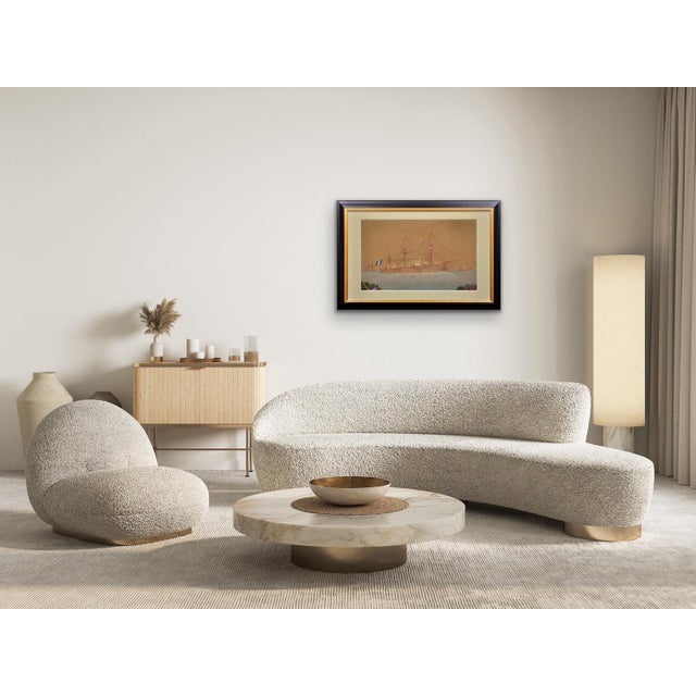 French Navy Ironclad Warship, Early 20th Century, Gouache & Watercolor on Paper For Sale - Image 12 of 18