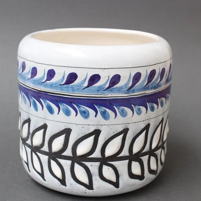 Blue Vintage French Ceramic Cachepot by Roger Capron, 1960s For Sale - Image 8 of 11