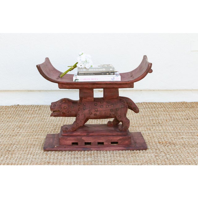Red Finely Carved Vintage Leopard Ashanti Stool For Sale - Image 8 of 8