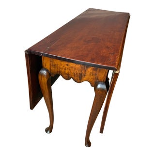 Queen Anne Curly Maple Drop Leaf Table For Sale