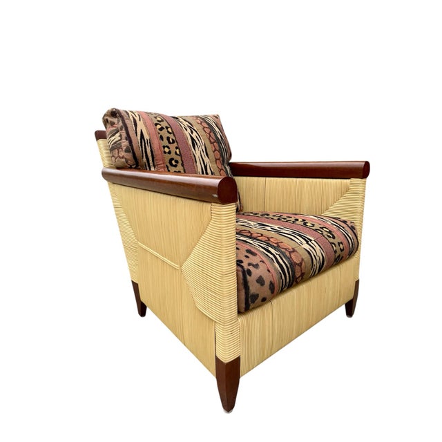 Donghia John Hutton for Donghia Merbau Mahogany and Rattan Coastal Loungers- A Pair For Sale - Image 4 of 12