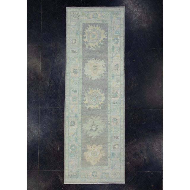 Blue Turkish Oushak Runner Rug 2'11" x 8'7" #17451 For Sale - Image 8 of 8
