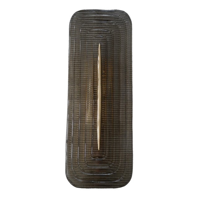 Art Deco Style Smoky Murano Glass and Brass Wall Sconce, 2000 For Sale