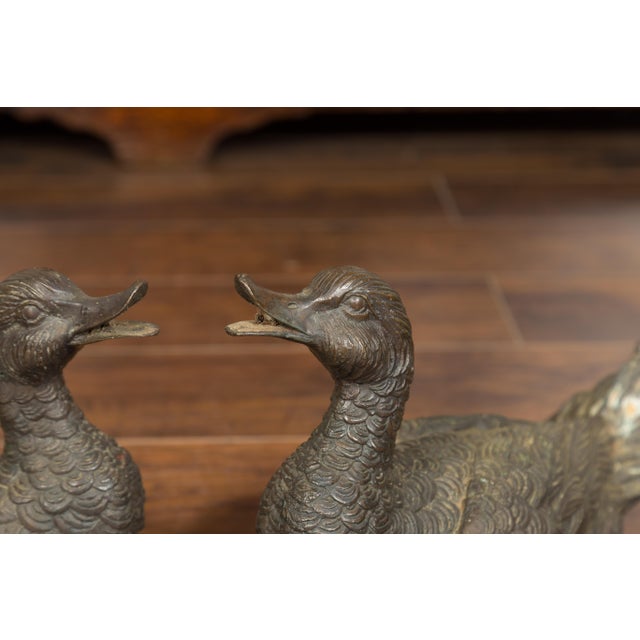 Vintage 1940s Bronze Swimming and Quacking Ducks - a Pair For Sale In Atlanta - Image 6 of 11