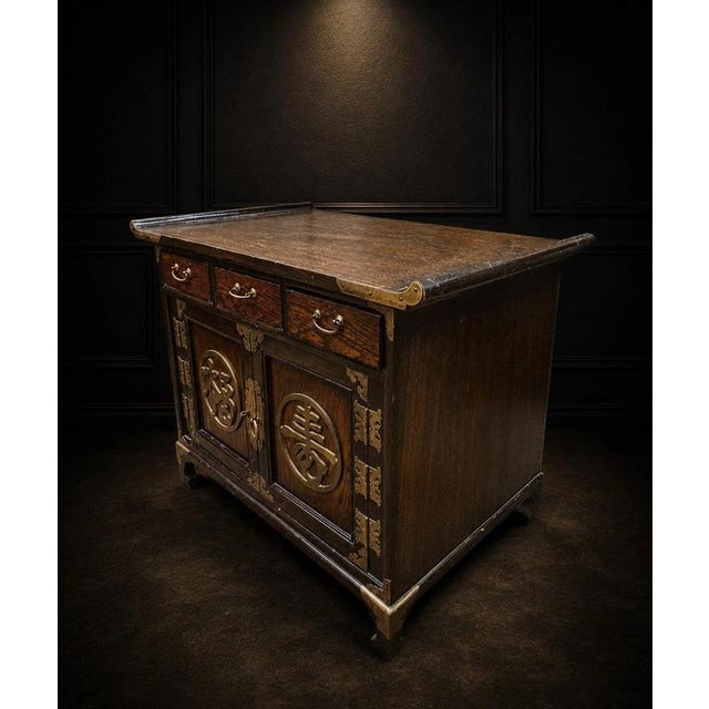 Chinese Wood Cabinet Sideboard with Brass Fittings For Sale - Image 3 of 9
