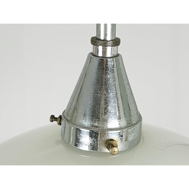 Chrome-Plated and Opaline Glass Pendant Lamp by Otto Müller for Megaphos, 1930s For Sale - Image 6 of 18