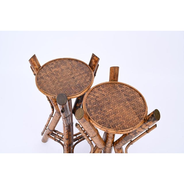 Italian Tiger Bamboo Tripod Pedestal or Plant Stand, Italy, 1950s For Sale - Image 9 of 15