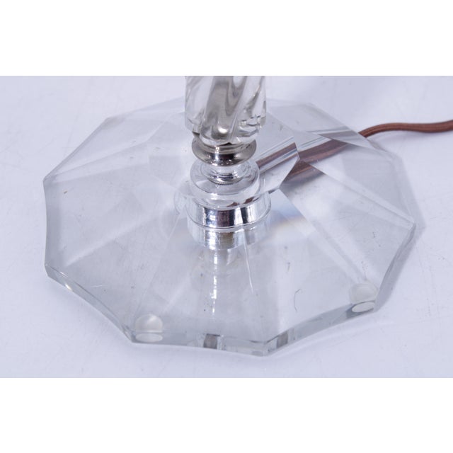 1980s Pair of Tall Mid Century Modern Crystal & Chrome Lamps For Sale - Image 4 of 11