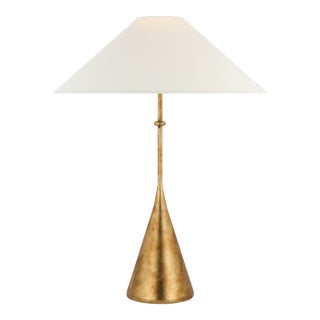 Kelly Wearstler by Visual Comfort Signature Zealous 30" Table Lamp in Museum Gild with Linen Shade For Sale