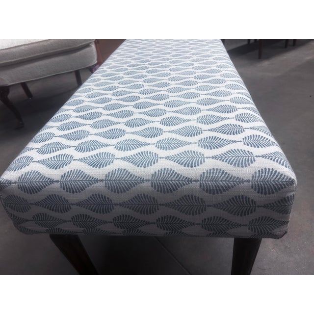 Textile Vintage Lee Industries Mumbai Ink Fabric Upholstered Bench For Sale - Image 7 of 13