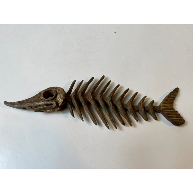 Brutalist Danish Sculpture of a Fish Skeleton in Bronze, 1980s For Sale - Image 11 of 12