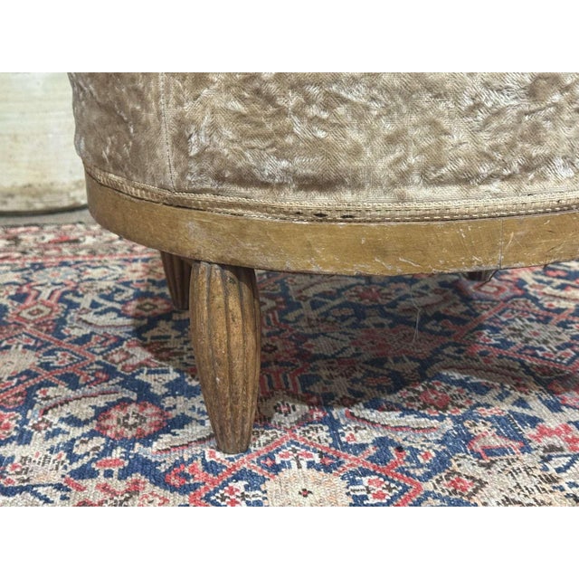Early 20th Century Art Deco Pouf in Beige Fabric, 1930s For Sale - Image 5 of 10