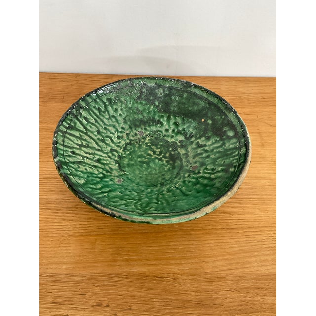2010s Large Vintage Moroccan Tamegrout "Zlafa" Glazed Terra Cotta Bowl For Sale - Image 5 of 8