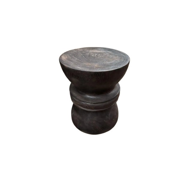 Sculptural Suar Wood Side Table, Hand-Crafted Modern Organic, Espresso Finish For Sale - Image 6 of 8