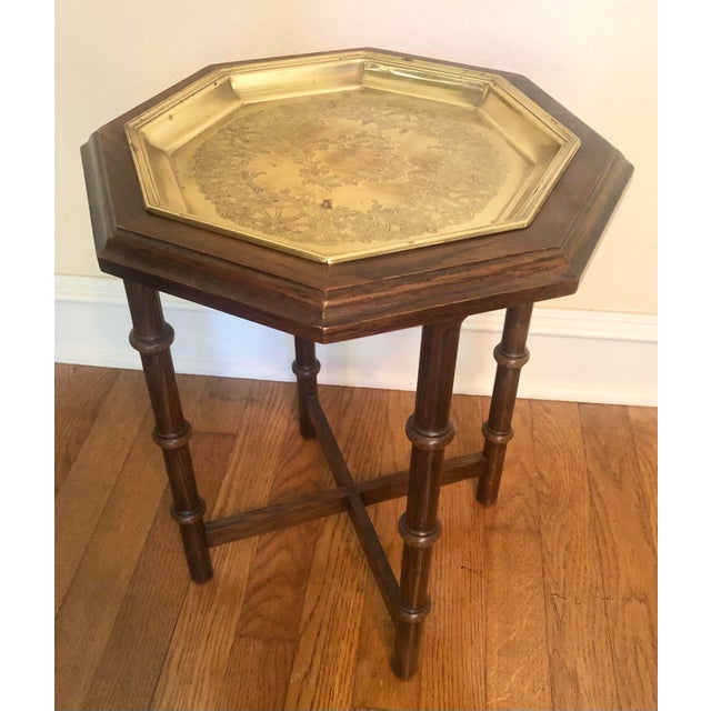 Brandt Brass Tray Side Table Faux Bamboo For Sale - Image 9 of 10