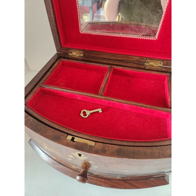 1970s Solid Walnut Jewelry Box With Key For Sale - Image 11 of 11