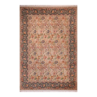 Shabby Chic Irfan Pak-Persian Gray/Teal Green Wool Rug - 9'0'' X 12'2'' For Sale