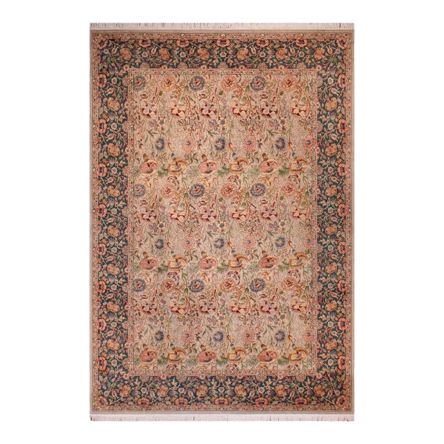 Shabby Chic Irfan Pak-Persian Gray/Teal Green Wool Rug - 9'0'' X 12'2'' For Sale