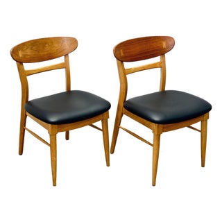 Lane “Acclaim” Walnut & Ash Pair of Dining Chairs For Sale