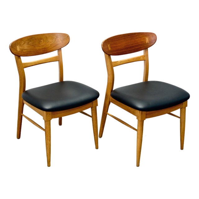 Lane “Acclaim” Walnut & Ash Pair of Dining Chairs For Sale
