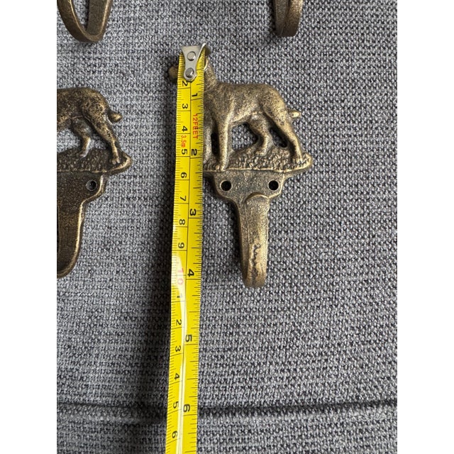 Antique Brass Wildlife Sporting Wall Hooks, Cabin Mudroom Architectural Hardware - Set of 5 For Sale - Image 15 of 16