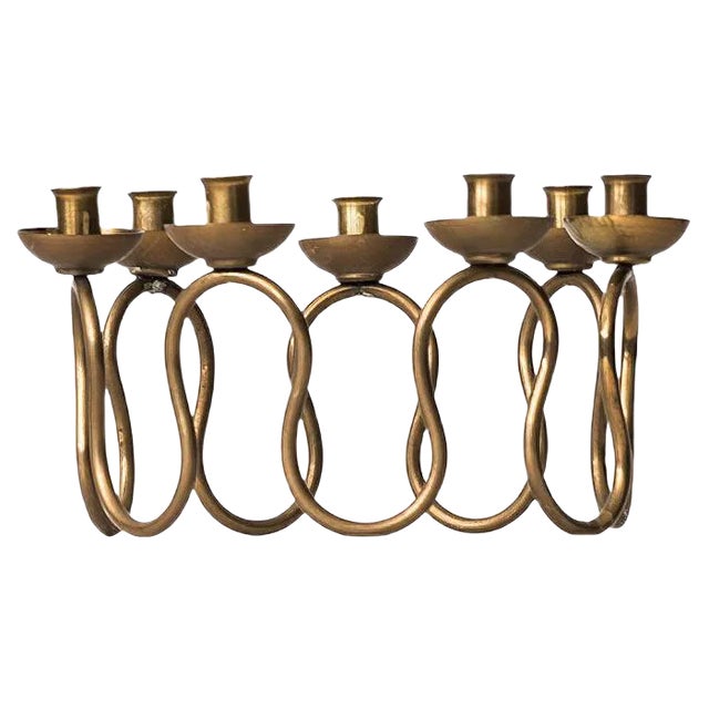 Brass Candleholder by Lars Holmström, 1950s For Sale