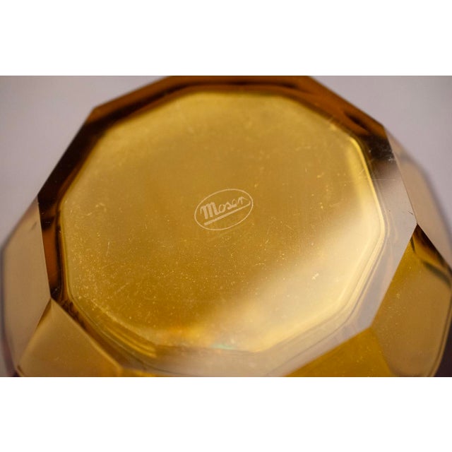 Art Deco Carafe and Liqueur Glasses in Frosted Orange Faceted Glass by Rudolf Eschler for Moser Karlsbad, 1940s, Set of 6 For Sale - Image 16 of 18