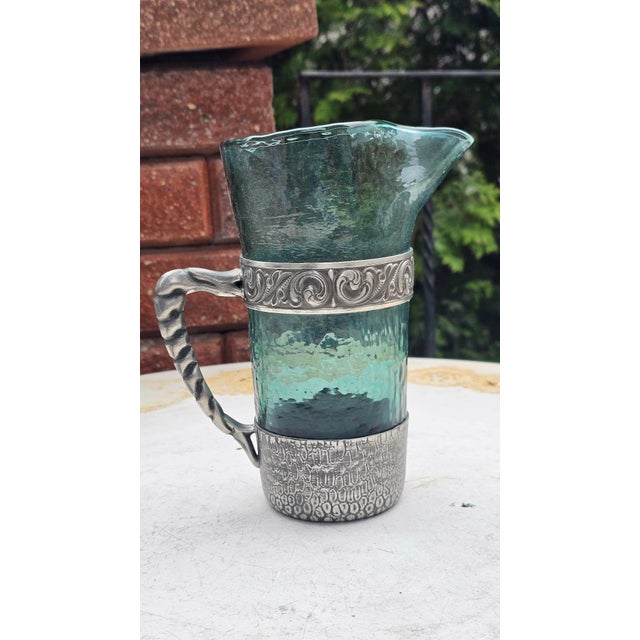 Metal Vintage Hadeland Glass Pitcher by Willy Johansson, 1950s For Sale - Image 7 of 8