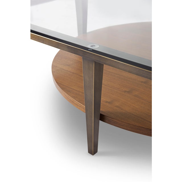 Modern Modern Greg Sheres Style Bronze Cocktail Table with Glass Top For Sale - Image 3 of 5
