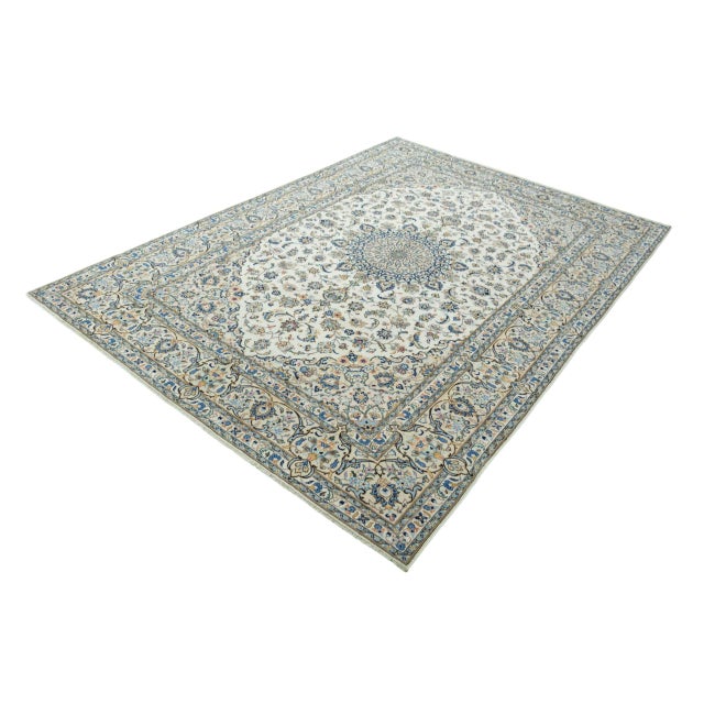 A masterpiece of traditional knotting art: This magnificent Kashan cork Middle Eastern rug impresses with its classic...