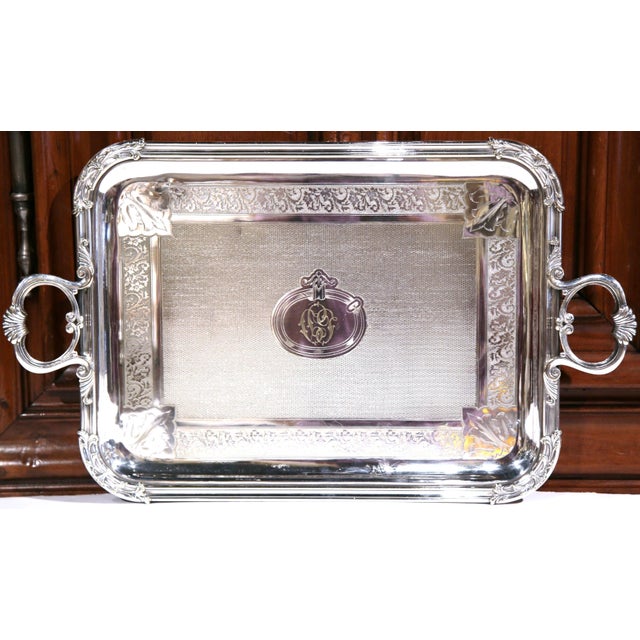 Late 19th Century 19th C. French Silver-Plated Monogrammed Tray by Pelloutier & Cie, Dated 1894 For Sale - Image 5 of 8