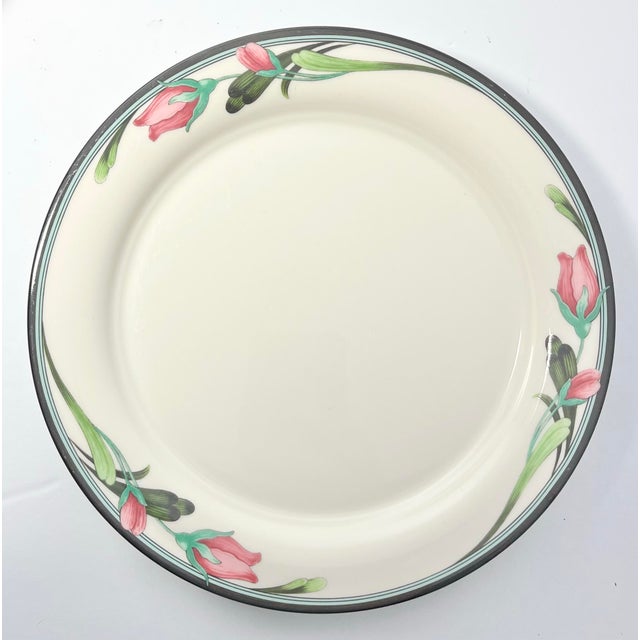 Contemporary 1990s Lenox “Midnight Blossoms” Set of 5 Ceramic Salad Plates For Sale - Image 3 of 4