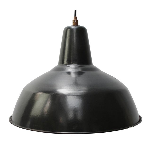 1950s Vintage French Industrial Black Enamel Pendant Lamp For Sale - Image 5 of 5