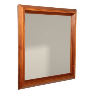 Italian Walnut Mirror, 1970s For Sale